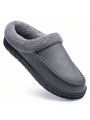 Mens Leather Slippers Comfy Handmade Stitch Slip-on House Shoes Warm Fur Lined Rubber Sole Indoor Outdoor