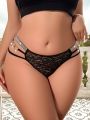 Women'S Plus Size Patchwork Lace Love Heart Ring Panties