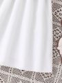 SHEIN Kids FANZEY Tween Girls' Vintage Floral Printed Crop Top And Shirt Dress Set With Waist Tie