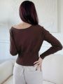 DAZY Solid Ribbed Knit Sweater