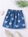 SHEIN Kids EVRYDAY Toddler Girls' Heart Print Skirt