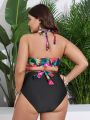 SHEIN Swim Vcay Plus Size Flower Print Swimwear Set