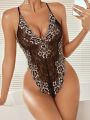 Floral Lace Scallop Trim Teddy Bodysuit