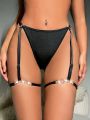 Women's Shiny One-Piece Bodysuit With Thong And Leg Rings