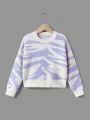 SHEIN Kids EVRYDAY Girls Graphic Pattern Drop Shoulder Sweater