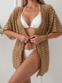 SHEIN Swim Classy Women's Geometric Jacquard Kimono Jacket, Perfect For Vacation