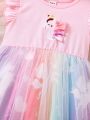 SHEIN Kids QTFun Toddler Girls' Cute Dreamy Mesh Bubble Dress