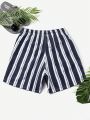 Men's Random Stripe Drawstring Beach Shorts