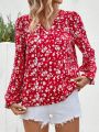 SHEIN Clasi Women's Floral Print Lantern Sleeve Shirt