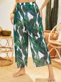 SHEIN Swim Vcay Plus Size Women's Branch & Leaf Printed Cover Up Pants