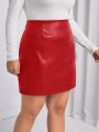 SHEIN Frenchy Plus Size High Waist Faux Leather Skirt