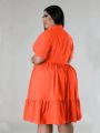 Plus Size Women's Ruffled Hem Shirt Dress