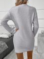 Women's Drop Shoulder Plush Sweater Dress