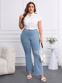 Ladies' Plus Size Ripped Hole Flare Jeans