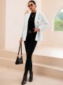 SHEIN BIZwear Woolen Blazer Jacket With Turn-down Collar And Pointed Hemline