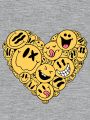 Retro Characters Plus Size Loose Fit Round Neck T-shirt With Emoji Print