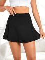 SHEIN Tennis Casual Women's Monochrome Athletic Skort