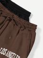 2pcs Drawstring Waist Slant Pocket Cargo Shorts