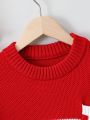 Young Girl Two Tone Drop Shoulder Pocket Patched Sweater