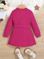 SHEIN Baby Girl Knitted Casual Long Sleeve Belted Dress Thin