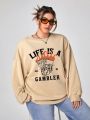 Festustata Plus Letter Graphic Drop Shoulder Sweatshirt