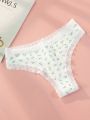 3pack Ditsy Floral Print Contrast Lace Panty