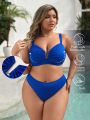 SHEIN Leisure Plus Size Women's Textured V-Wired Swimsuit Set