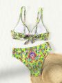 SHEIN Swim BohoFeel Paisley Print Bikini Swimsuit With Underwire