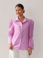 Oxana Women'S Bell Sleeve Solid Color Shirt