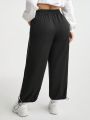 SHEIN Essnce Plus Size Color Block Striped Drawstring Waist Pants