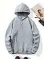 Men Bear And Letter Graphic Drawstring Thermal Lined Hoodie