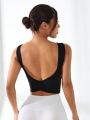 SHEIN Yoga Sxy Women's Solid Color Round Neck Sports Bra