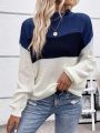 Color Block Drop Shoulder Sweater