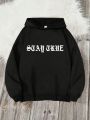 Teenage Boys' Casual Hoodie With Slogan Design, Long Sleeve, Suitable For Autumn And Winter