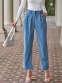 Anewsta Women'S Blue Trousers With Pockets