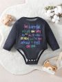 Baby Girl's New Style Spring/Summer Triangle Romper Bodysuit, Black Letter Print