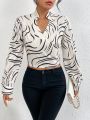 SHEIN Privé Zebra-striped Wrap Casual Shirt