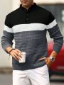 Men'S Color Block Polo Collar Sweater