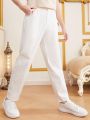 SHEIN Teen Boy's Casual White Pants For Daily Wear