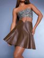 Muted Solid PU Leather Flare Skirt