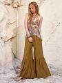 SHEIN BohoFeels Women'S Solid Color Wide Leg Pants