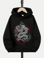 Tween Boy Dragon Graphic Hooded Thermal Lined Sweatshirt