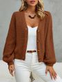 SHEIN Frenchy Solid Color Drop Shoulder Button Front Cardigan