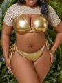 SHEIN Swim SXY Plus Size Three Pieces Swimsuit Set, Top, Pants And Shorts