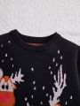 SHEIN Tween Girl Christmas Cartoon Pattern Sweater