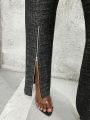 Sava Nation Designs Plus Cut Out Peplum Split Hem Flare Leg Jumpsuit