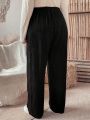 Plus Size Solid Color Elastic Waist Pants