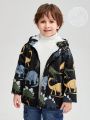 SHEIN Young Boy Dinosaur Print Hooded Thermal Lined Coat