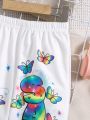 SHEIN Kids HYPEME Young Girl Letter & Butterfly Print Pants