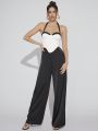 Luxe High Waist Contrast Mesh Wide Leg Pants